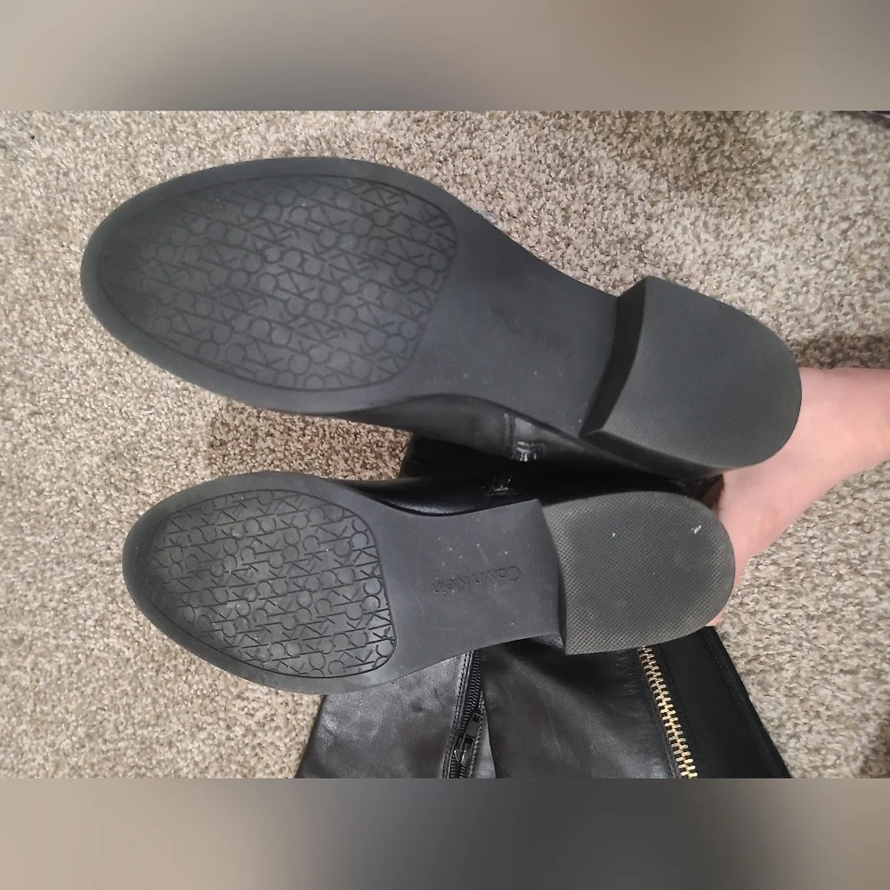 Calvin Klein Gladys Over The Knee Leather Stretch Panel Zipper Riding Boots - Picture 6 of 6